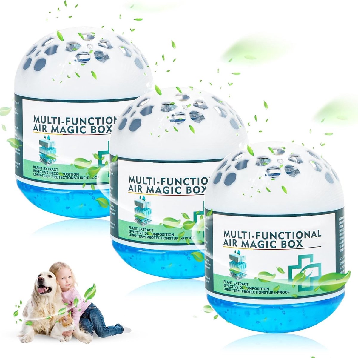 SnelShoppen - Magic Box Luchtreiniger 3 stuks - Multifunctionele Luchtverfrisser voor Binnen en Buiten - Ideaal voor Huisdieren en Thuis - Stofafzuigi