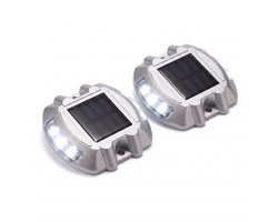 Oneproduct Solar Padverlichting Helder Wit 6000K - Set van 2 - Oprit & Parkeerplaats - IP67 - Gegoten Aluminium