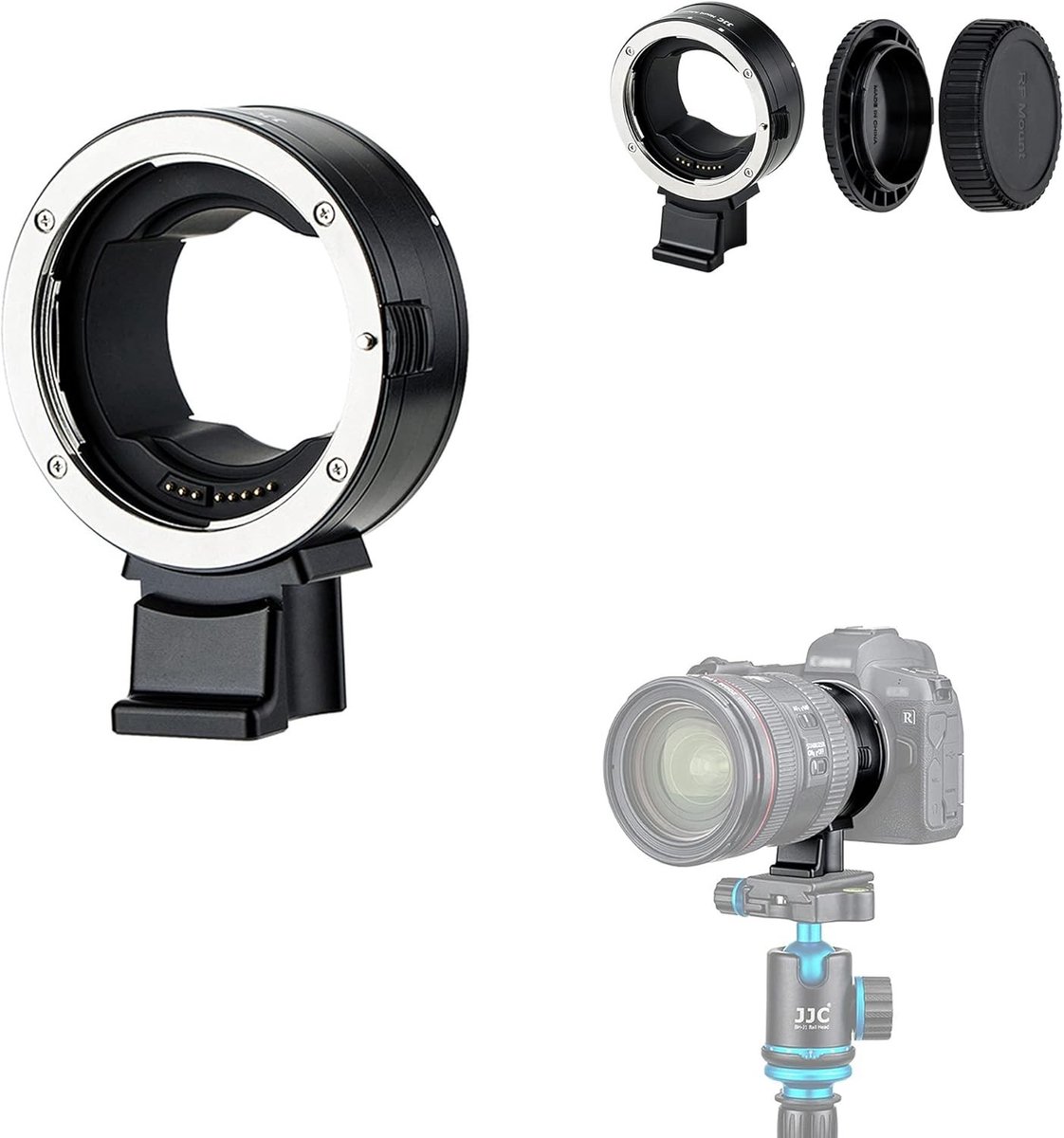 Auto Focus Mount Adapter Converter voor Canon EF EF/S Lens naar EOS R Camera's met Verstelbare Tripod Voet en 0.25"-20 Draad - Geschikt voor R, R7, R8, R5II, R5, R6II, R6, Ra, RP, R5c, R6III