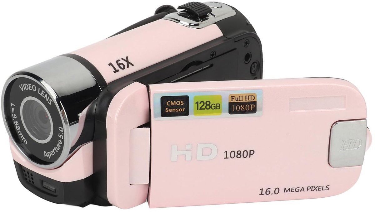 SnelShoppen - 1080P HD Digitale Camera met 16x Zoom, Vlog Video Camera met 2.4 Inch Draaischerm, 16MP Selfie Camera met Vullicht voor Fotografie en Re