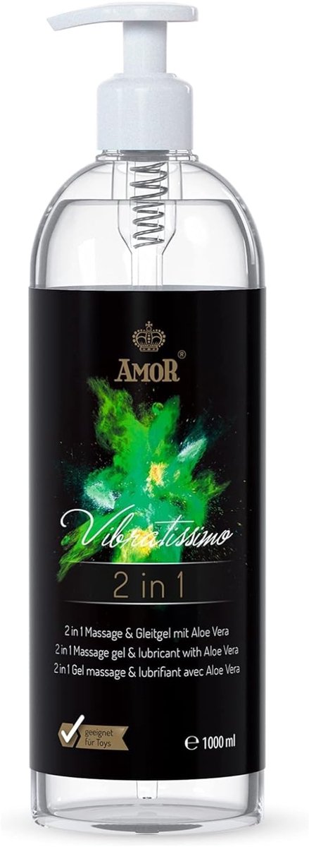 Vibratissimo 2-in-1 Play Gel 1000 ml I Liefdes- & Glijmiddel met Aloë Vera I Waterbasis Glijmiddelen I Glijmiddel Gel geschikt voor Siliconen Speeltjes & Latexcondooms I water gebaseerde smering