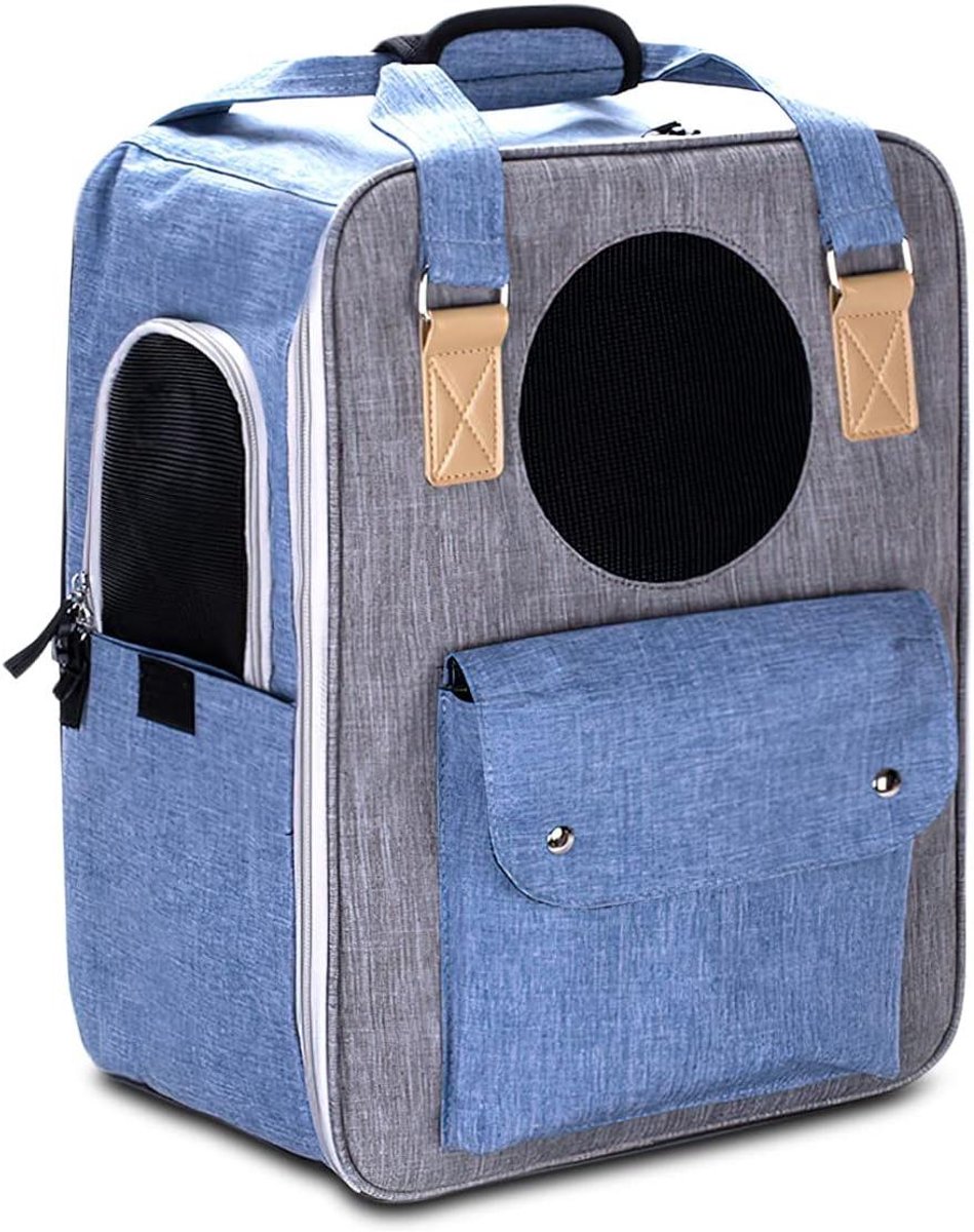 Huisdier Rugzak Drager - Draagbare Huisdier Tas - Outdoor Reizen - Volledig Geventileerd Ontwerp - 31x25x42 cm - Blauw
