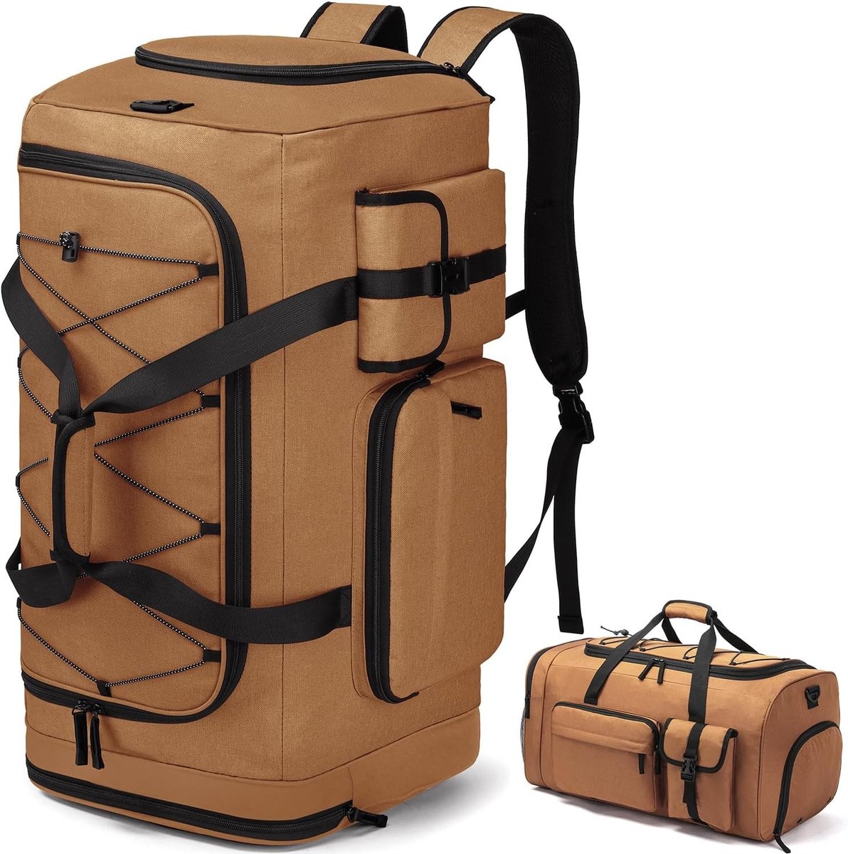 Sporttas Rugzak - Kaki - 70L - Extra Grote Sport Plunjezak met Schoenen Compartiment - Voor Mannen en Vrouwen