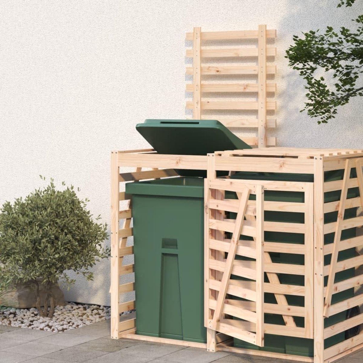 Afvalcontainer Uitbreiding - Vuilnisbak Vergroter - Afval Opslag - Modulair Ontwerp - 102 x 41 x 12.5 cm - Houtkleur