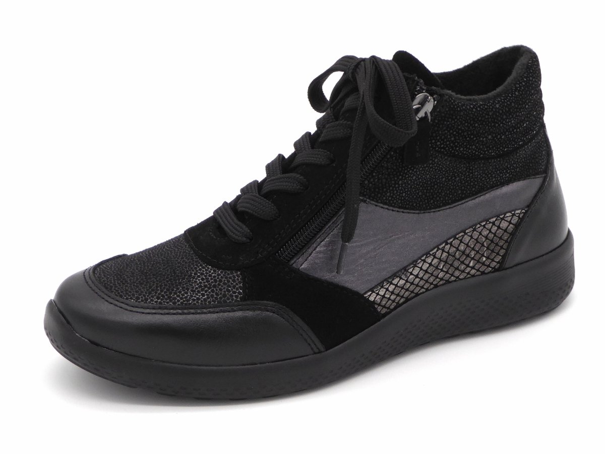 Sens Dames Veterboot - 1421-13108-003 Zwart/Combi - Wijdte K - Maat 37