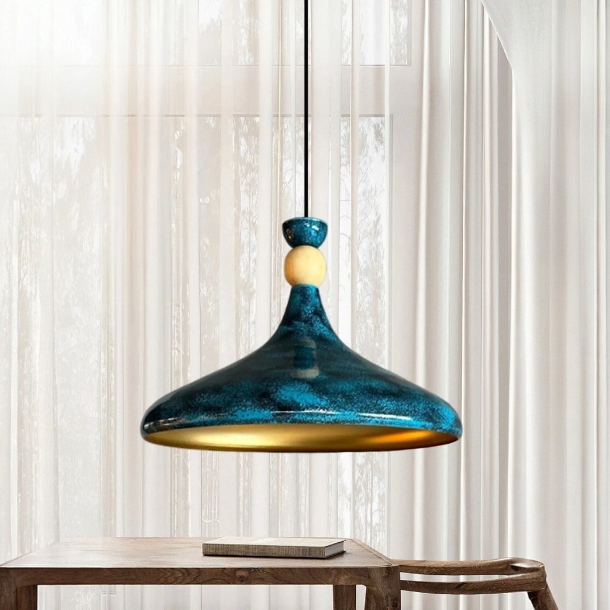 Bamyum Champion hanglamp, industriële Modern stijl, Ø30 cm, blauw metalen lamp