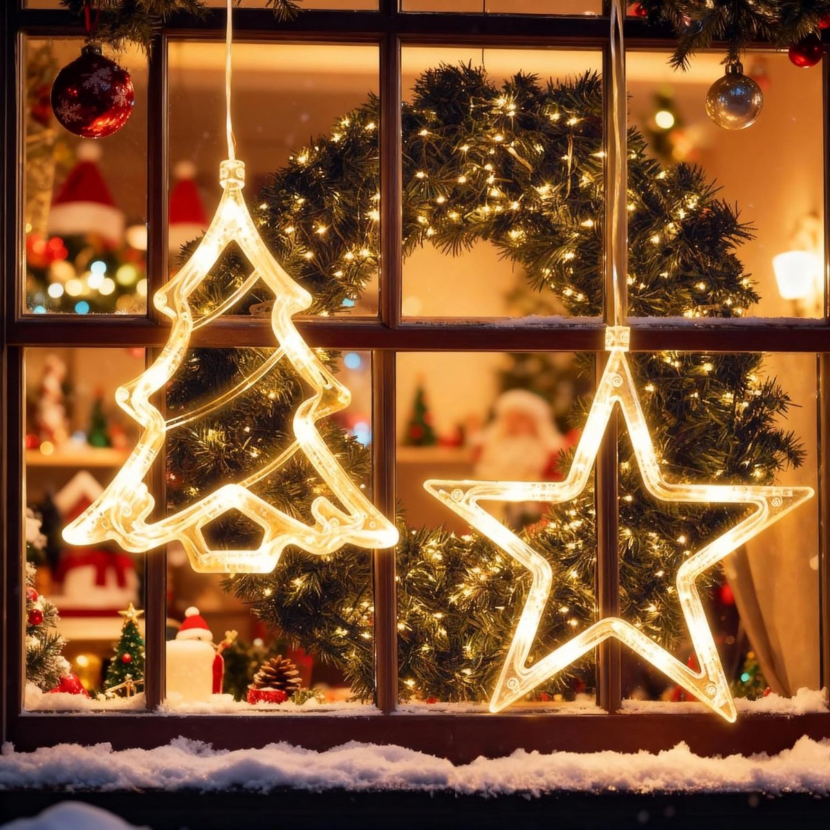 SnelShoppen - Kerstverlichting Binnen - 2 Stuks LED Sfeerverlichting voor Ramen - Waterdichte Kerstdecoratie Lichten voor Balkon, Feest en Kerstmis