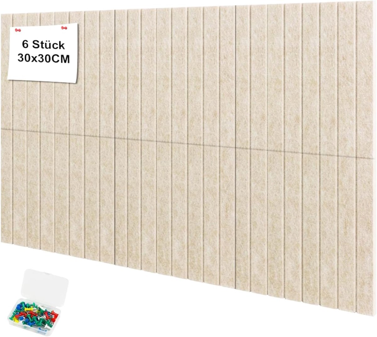 SnelShoppen - Pack van 6 30 x 30 cm Kleine Grote Borden Decoratieve Vilt Prikbord Vouwbare Foto Bord Verticale Strepen Camel voor Wanddecoratie