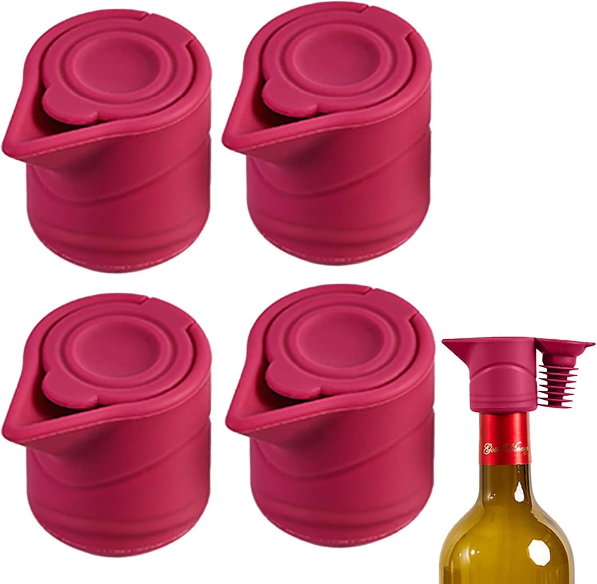 SnelShoppen - Wijnkap, Flesstop voor Wijn (roze rood), Universele Sluiting, Lucht- en Lekdicht, Duurzaam Ontwerp voor Herbruikbare Wijnflessen, Perfec