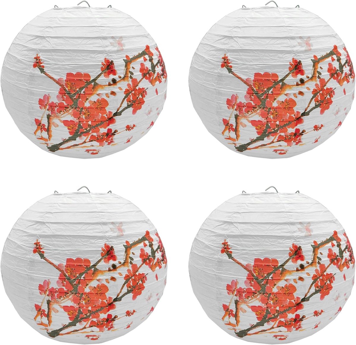SnelShoppen - 4 x Rond Vloerlampen, Chinese Papieren Lantaarns, Hangdecoraties, Lanterns, Papier, Bloemdecoratie, Tuin, Banquet, Bruiloft, Verjaardag,