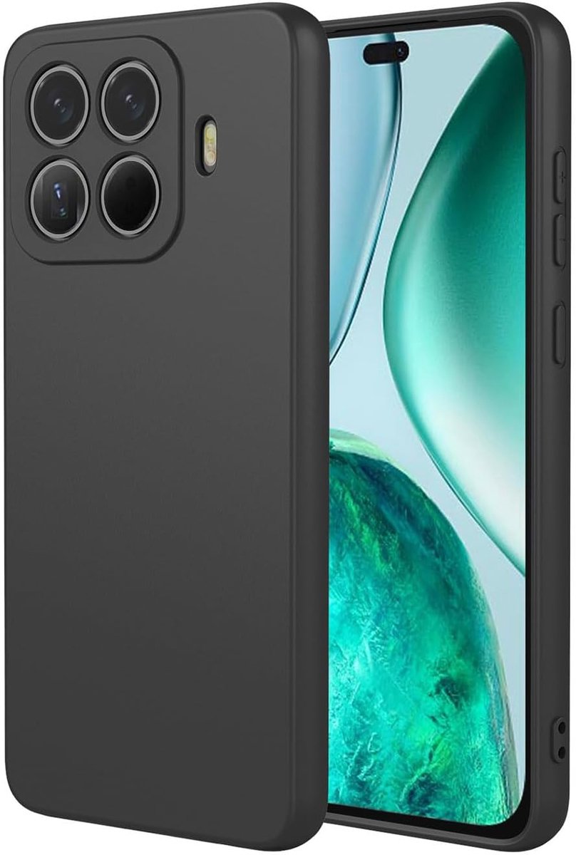 SnelShoppen - Siliconen hoes voor Xiaomi 15T Pro, ultradun TPU, schokbestendig, huidvriendelijk, anti-kras microvezelvoering, zwart, simpel en stijlvo