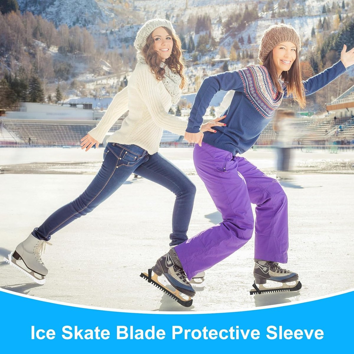 SnelShoppen - DELAESI Schaatsbeschermers 2 Paar Verstelbare Schaatsbeschermer Accessoires voor de Meeste Maten - Hoogwaardige PXC Materiaal, Non-slip,