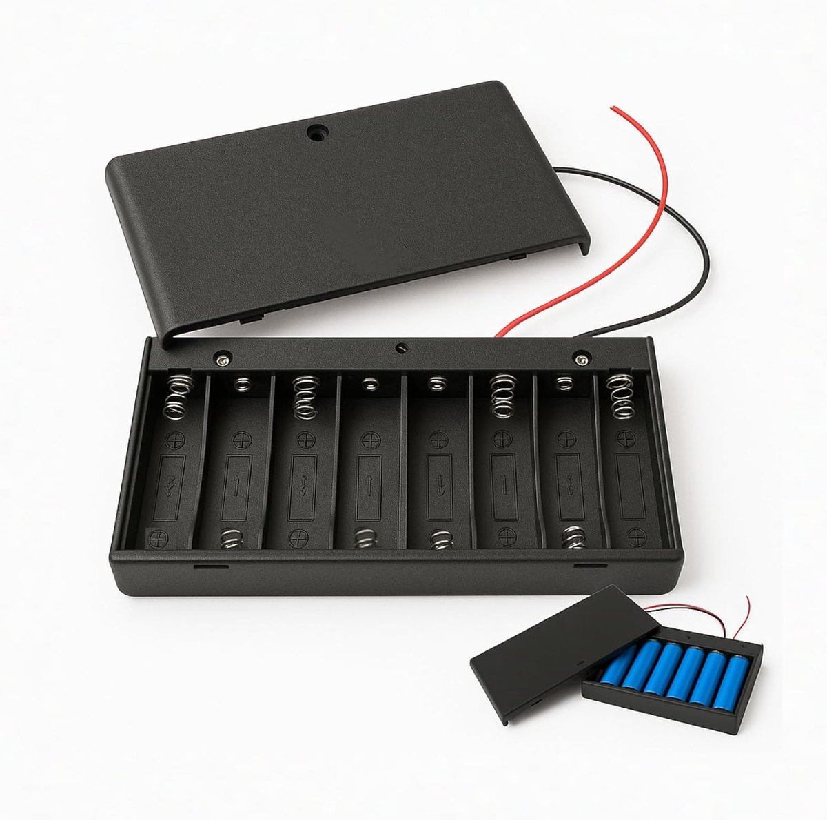 Battery Holder, 12 V, 8 x AA Battery Compartments with Switch, Robust Plastic, 12 V, Battery Holder, AA Case for DIY - ShopVlot