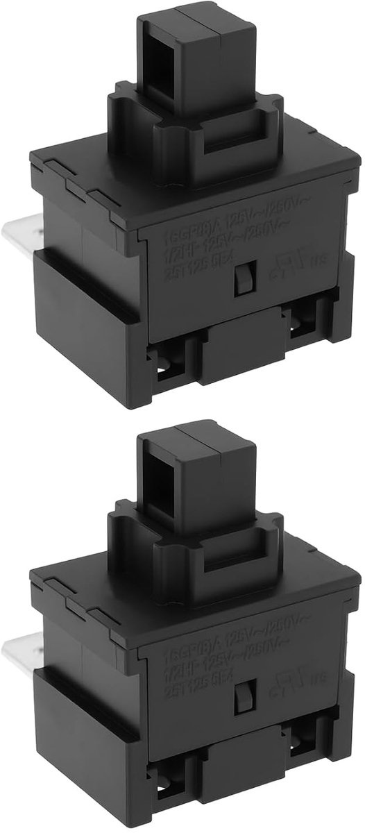 SnelShoppen - 2 Stuks 2-Pins Stofzuiger Aan/Uit Schakelaar 125-250V 16(8)A, Duurzaam Kunststof, Compatibel met AEG VAMPYR 5100