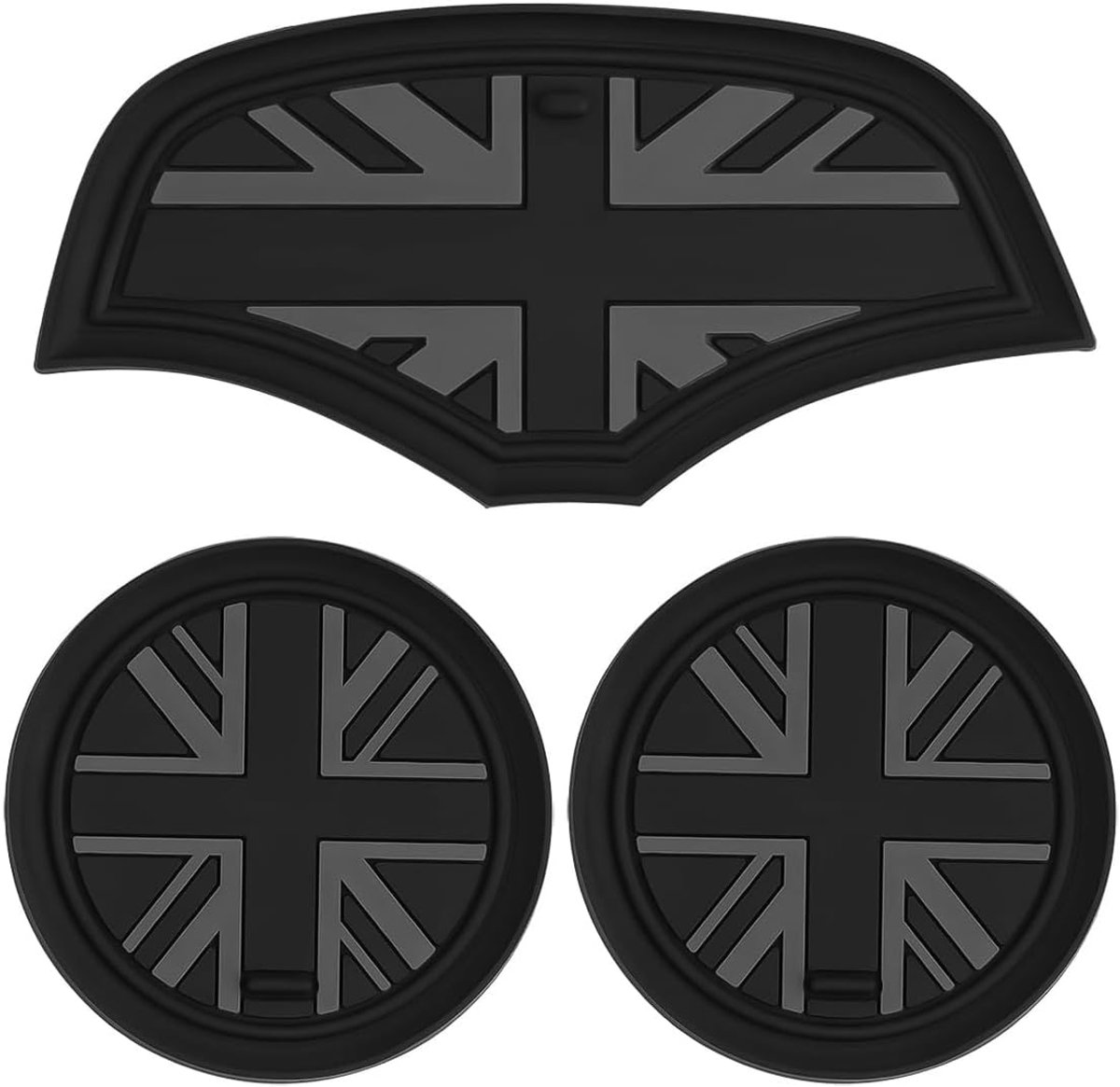 Autocuphouder set - 3 stuks zwart silicone - met vlag ontwerp - anti-slip bescherming voor Mini Cooper - ShopVlot