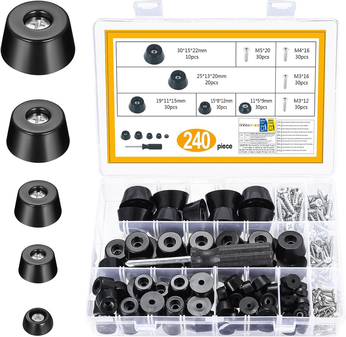 240 Pcs Rubber Feets for Cutting Board Feet: 120 Non-Slip Cutting Board Legs with 120 Screws, Small Rubber Feet for - ShopVlot
