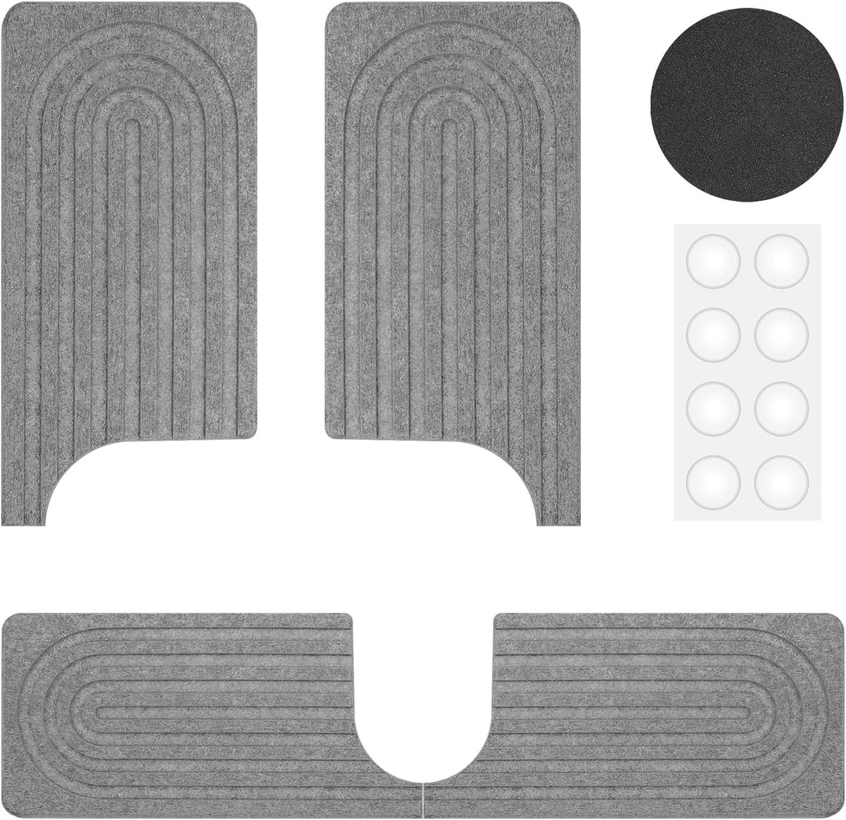 SnelShoppen - Donkergrijze Kraanmat 40 x 10 cm, Druipmat met U-vorm, Fonteinbescherming, Sneldrogende Steenmat voor Keuken en Badkamer
