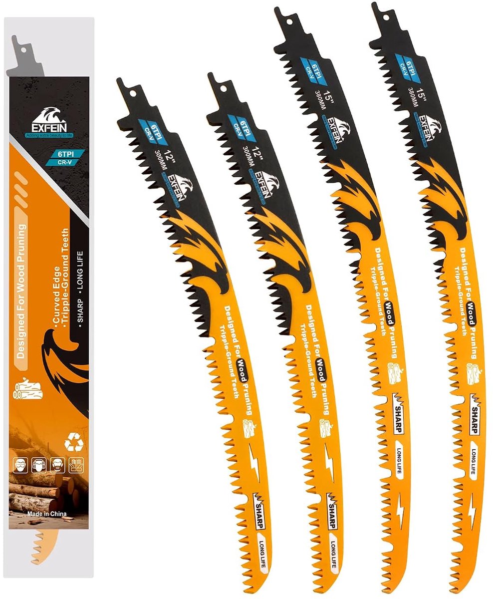 SnelShoppen - Reciprocating Zaagbladen voor Hout 300MM*2 & 380MM*2, Arc Edge Hout Snoeizaagbladen 6TPI voor Bomen Snoeien en Hout Snijden (4-Pack)