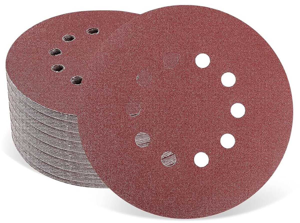 SnelShoppen - Schuurpapier 225 mm, 30 stuks schuurdisc, korrelgrootte P40, 10 gaten, rood, voor droogbouwschuurmachine, excentrische schuurmachine, sc