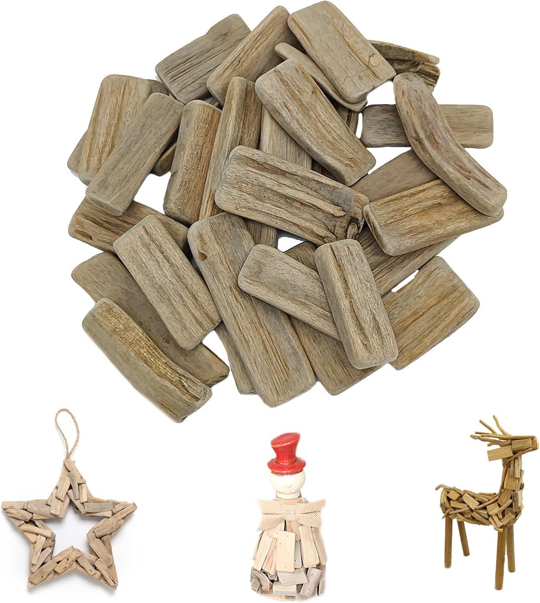 SnelShoppen - 30 Stuks Driftwood Decoratie - Onbehandelde Houten Stokken voor DIY Projecten - Decoratieve Houtstukken voor Ambachten, Aquarium, Vazen