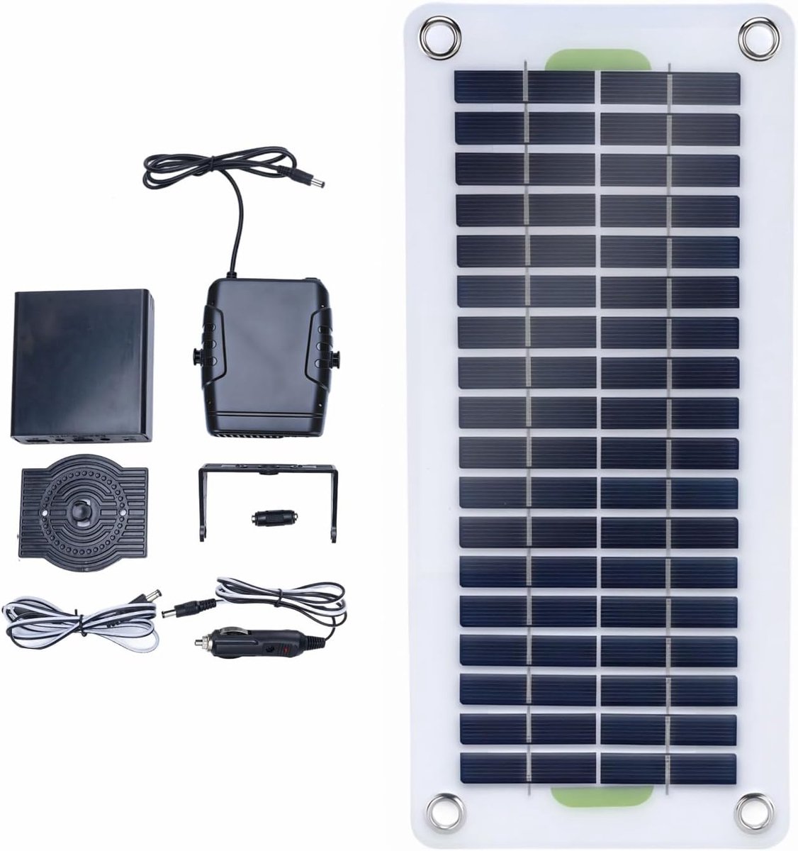 SnelShoppen - Draagbare Autokachel met Monokristallijn Zonnepaneel 30W, Multifunctioneel Ontwerp, Batterijdoos voor Gemakkelijke Oplaadmogelijkheden,