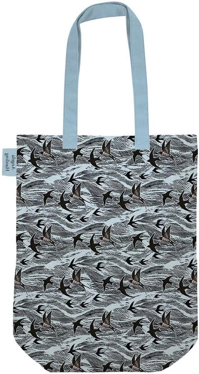 Draagtas Katoen - Boodschappentas Herbruikbaar - Boodschappen Doen - Biologisch Canvas - 42 x 33 cm - Blauw