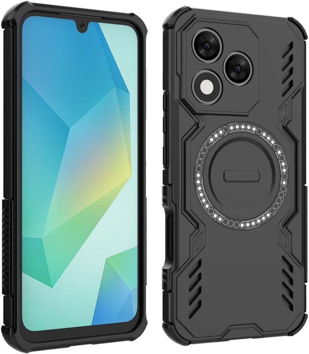 SnelShoppen - Case voor Honor 400 Lite - Flexibele TPU Bumper met PC Achterpaneel, Schokbestendig, Ingebouwde Magnetische Ring - Zwart
