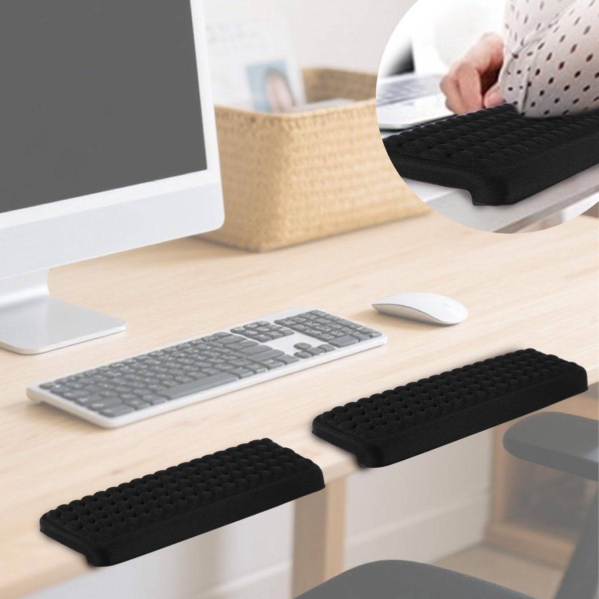 SnelShoppen - 2 Stuks L-Vormige Elleboogbeschermers, 29x10cm Zachte en Comfortabele Schuim Bureau Elleboog Kussens met Antislip PU Basis voor Kantoor