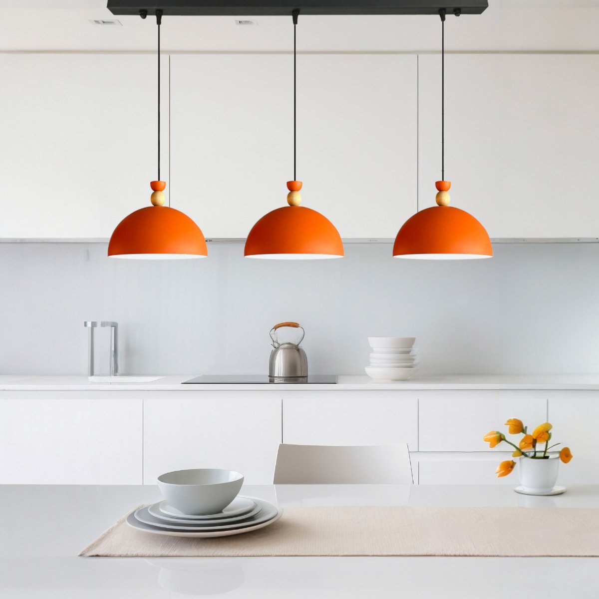 Bamyum Yimpi hanglamp, industriële Modern stijl, Ø30 cm, oranje metalen lamp