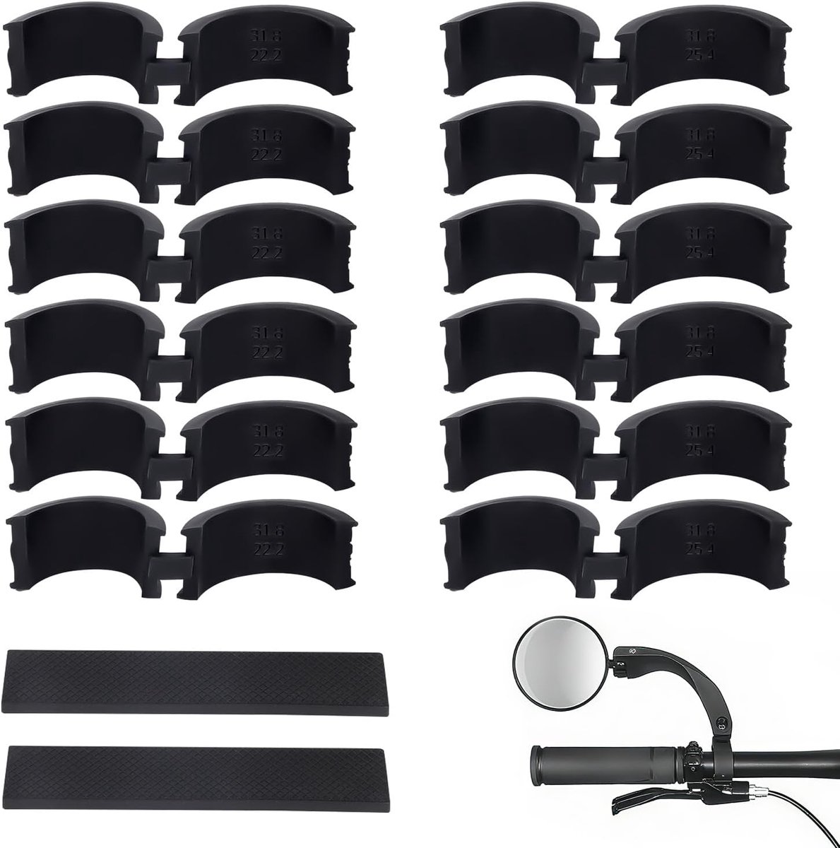 SnelShoppen - 12 Stuks Fiets Handvat Rubbers met 2 Antivibratie Pads, Antislip Fiets Handvat Spacer voor Mountainbikes