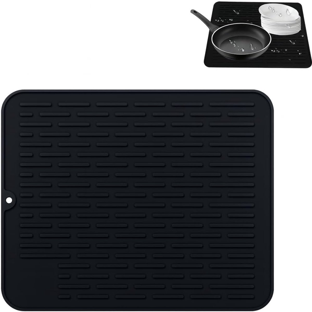 Dish Draining Mat, 40 x 30 cm Dish Drying Mat, Tableware, Heat Resistant, Non-Slip Silicone Sink Kitchen Draining Mat - ShopVlot
