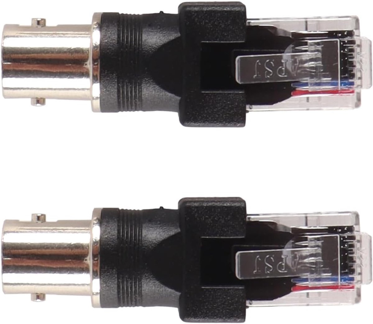 SnelShoppen - 2 stuks BNC female naar RJ45 male coaxiaal adapter, BNC-RJ45 koppelstuk voor testers, line finders, 12 pins, kwaliteitsmateriaal