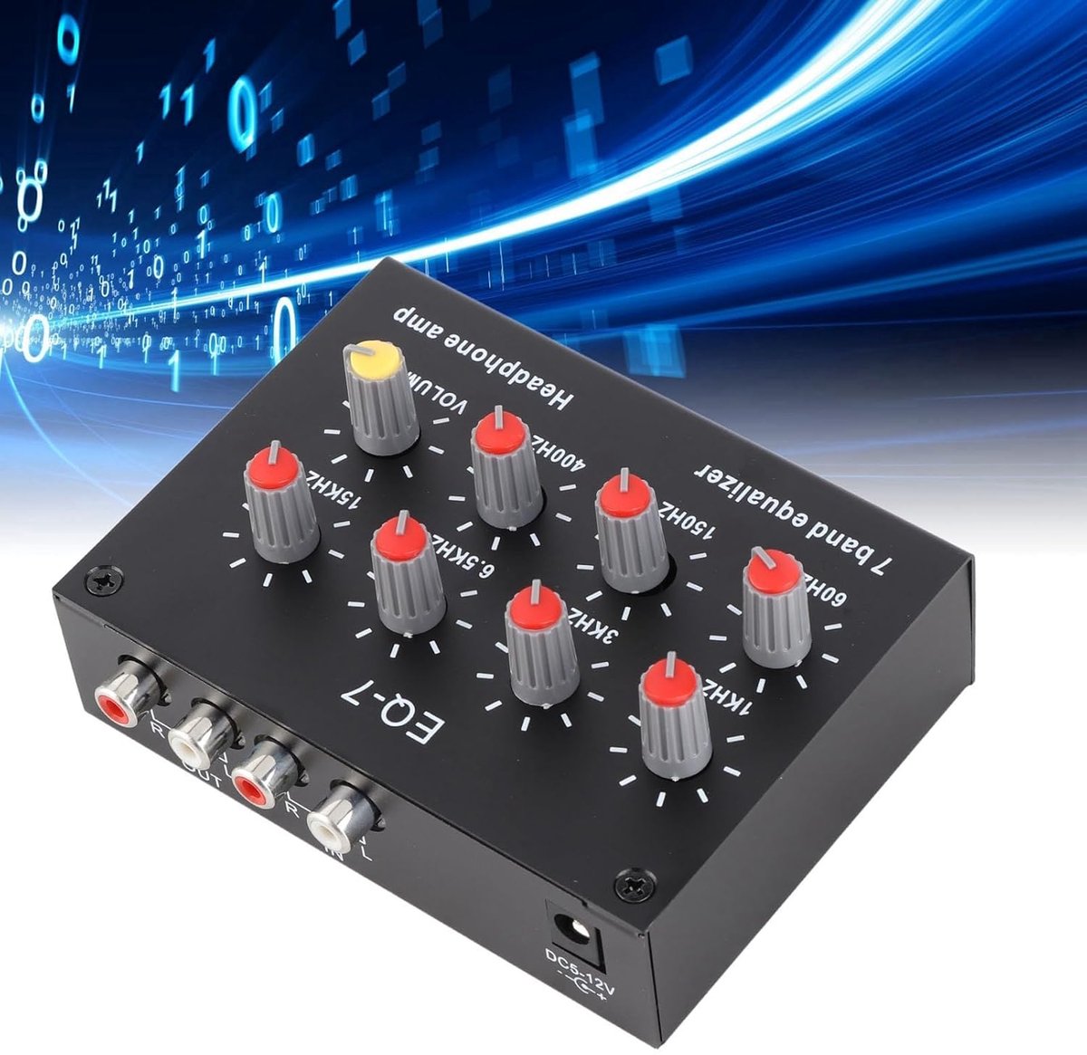 SnelShoppen - 7 Band Geluids Equalizer met 12dB Hoog Bas Aanpassing, Dubbele Kanaal Digitale Equalizer voor Opname, Streaming, Podcasting