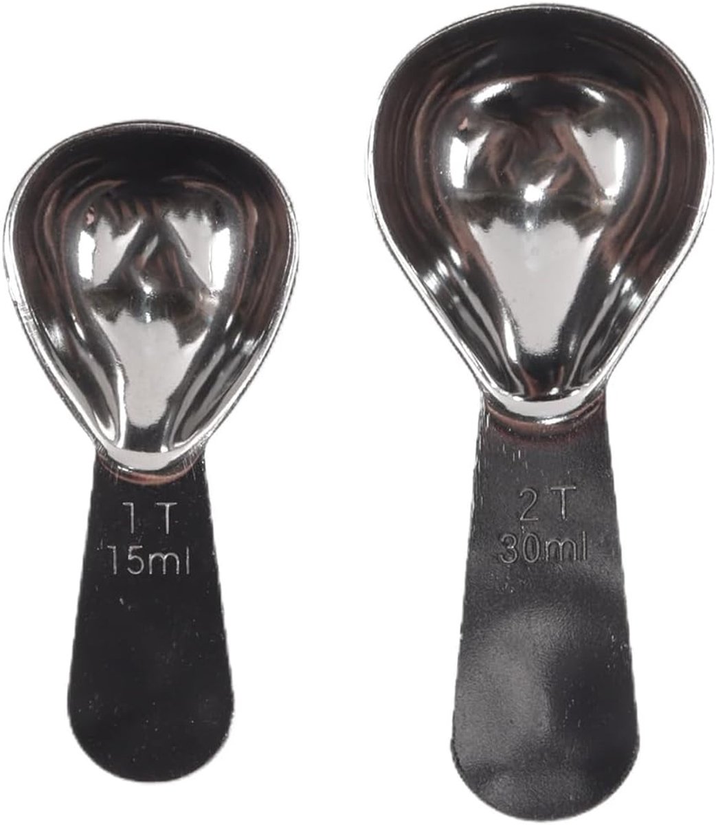 SnelShoppen - 2 Stuks RVS Koffielepels met Meetlepel (15 ml en 30 ml) voor Koffiebonen, Specerijen, Granen en Thee - Zilver - Duurzaam en Makkelijk in