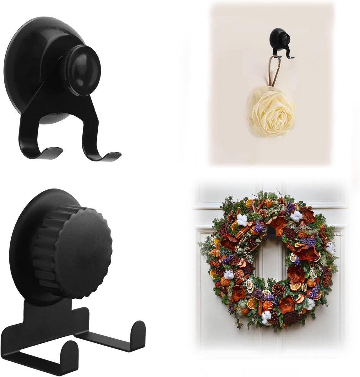Suction cup haken 2 stuks - zwart - roestvrij staal - ideaal voor badkamer en keuken - ShopVlot