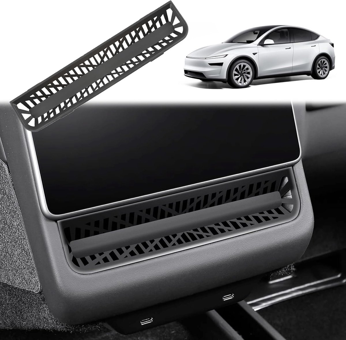 SnelShoppen - Tesla Model Y Juniper Auto Ventilatie Beschermcover, Perfecte Bescherming voor Achterste Airconditioninguitlaat, Tesla Model Y Accessoir