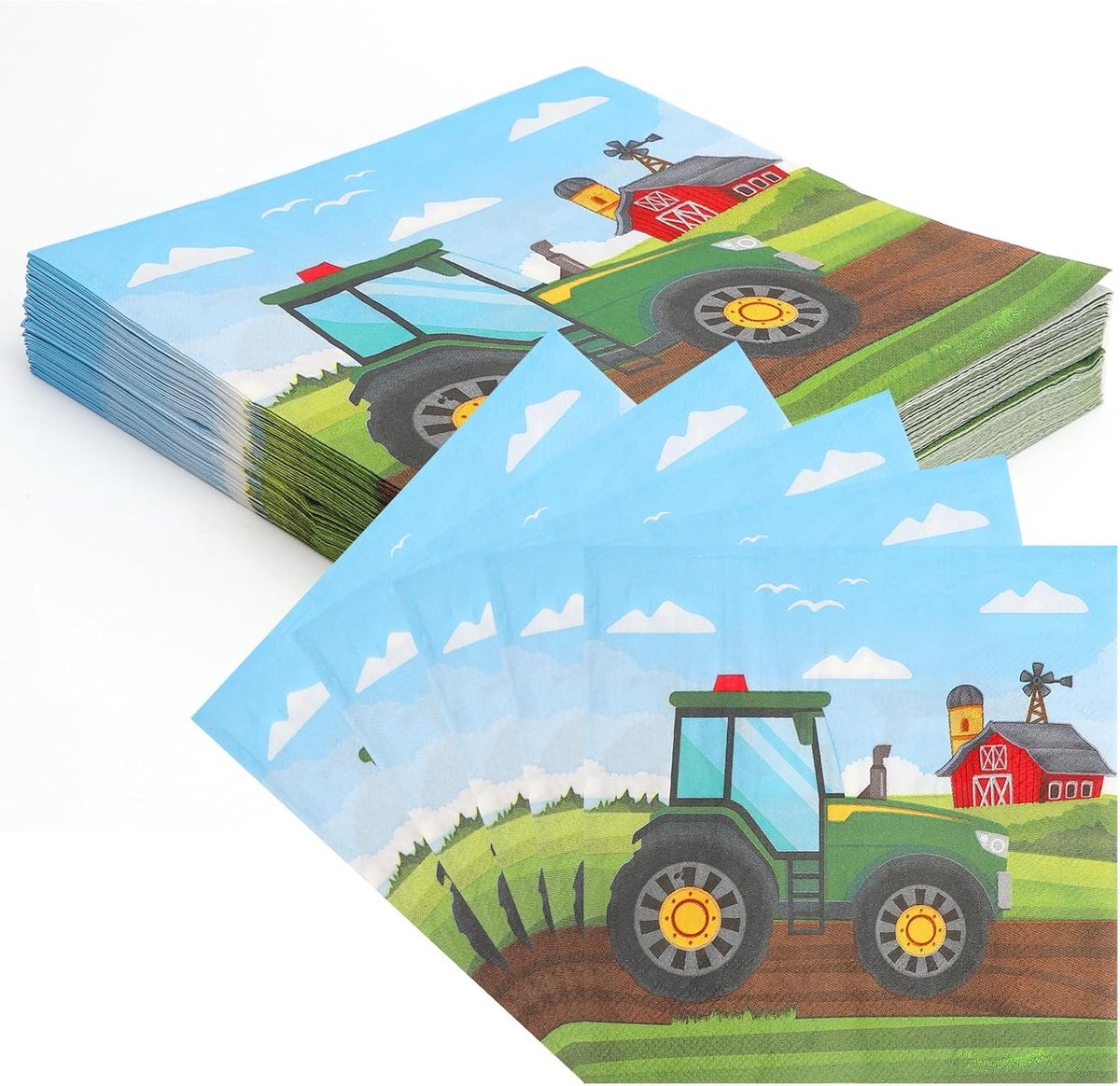 Papieren servetten 33 x 33 cm - tractormotief - boerderijdecoratie - perfect voor verjaardagspartijen - SnelShoppen