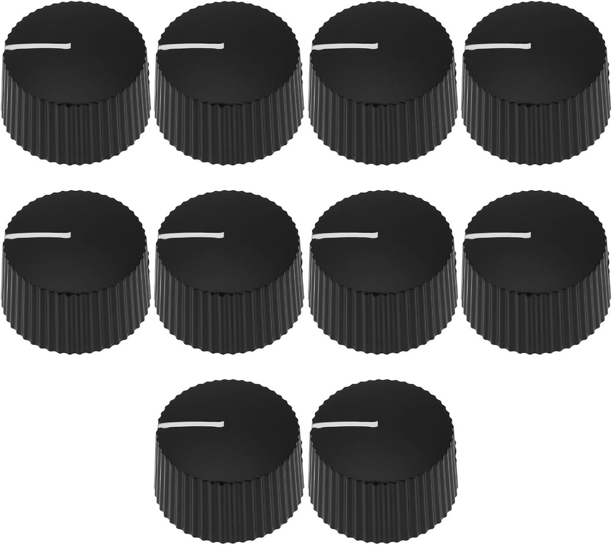 SnelShoppen - 10 Stuks Regelknoppen 6.4mm Voor Versterker, Zwart, Plastic Met Metaalschroef, Geschikt Voor DIY Audio, Gitaarversterkers, Mixers