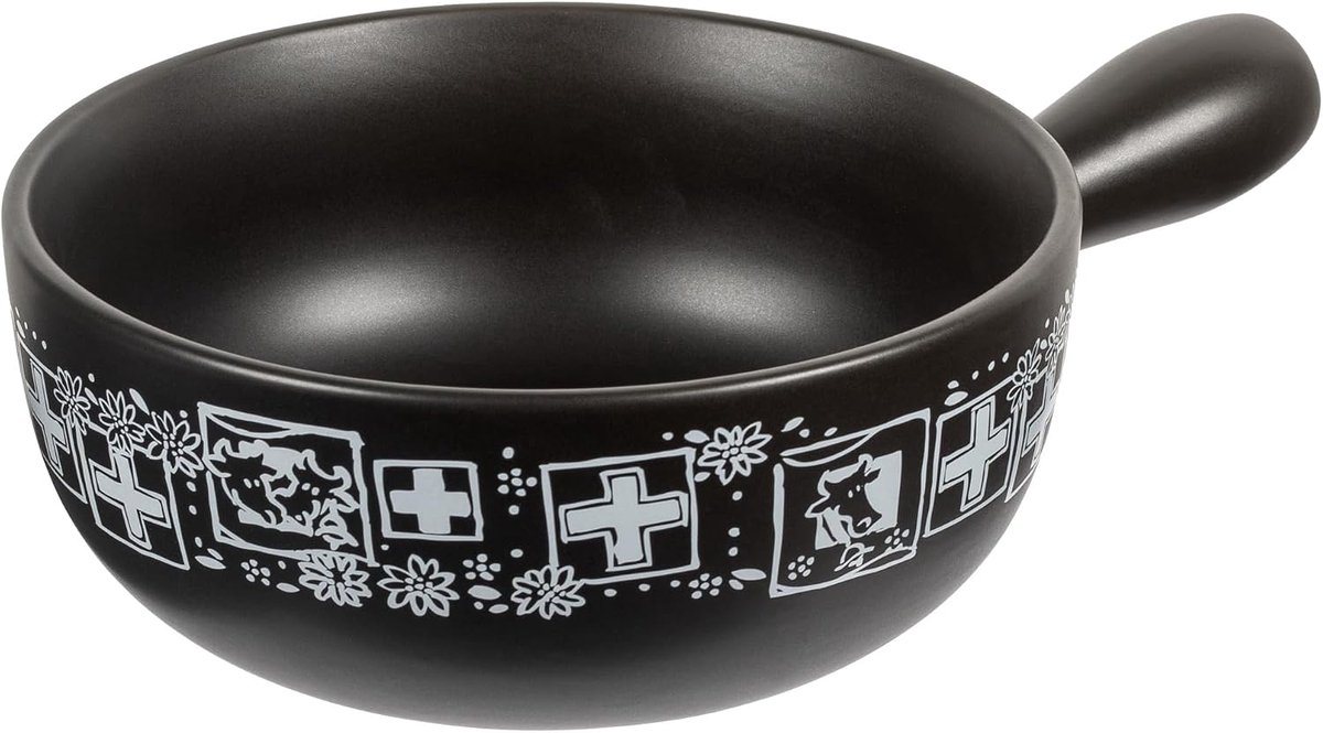 Kaasfondue set - Fondue pan - Gezellig samenzijn - Handgemaakte caquelon - 23 cm - Zwart – foto 6