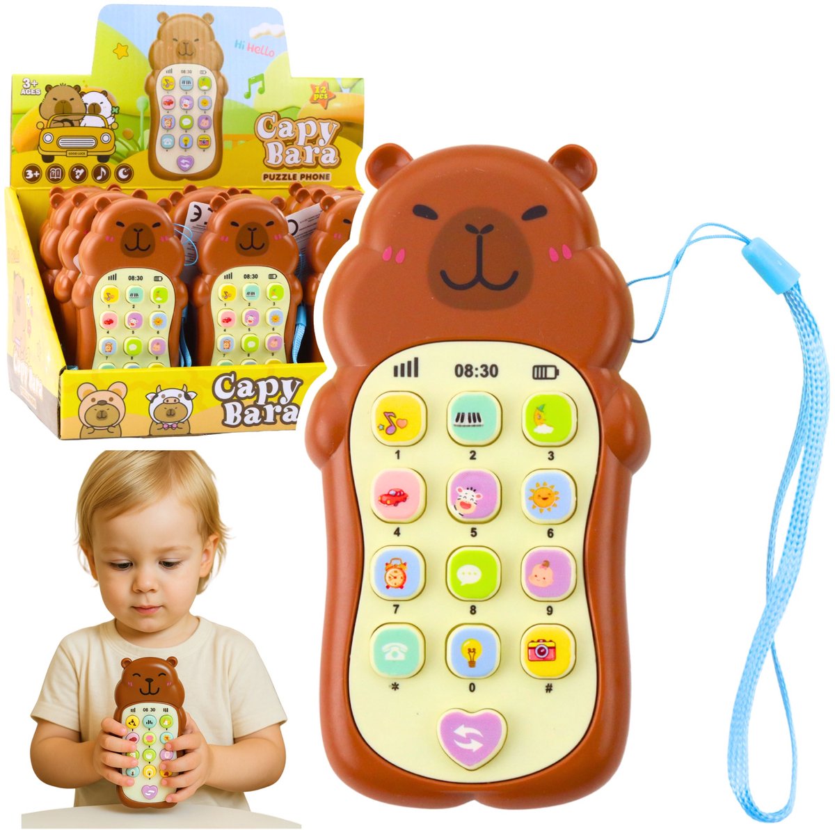 Educatieve kindertelefoonverlichting Geluiden Melodieën Capibara Bruin - UNI