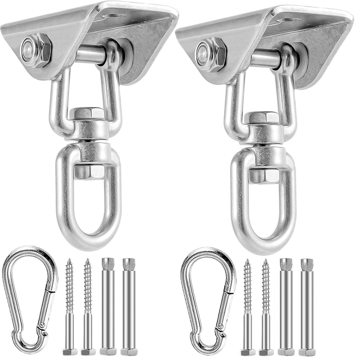 Stevige 2-delige Sensory Swing Hangers met Bouten en Schroeven, RVS Hangmat en Schommelhaak voor Betonnen Plafond, Geschikt voor Playground Equipment en 360° Draaibaar Gebruik