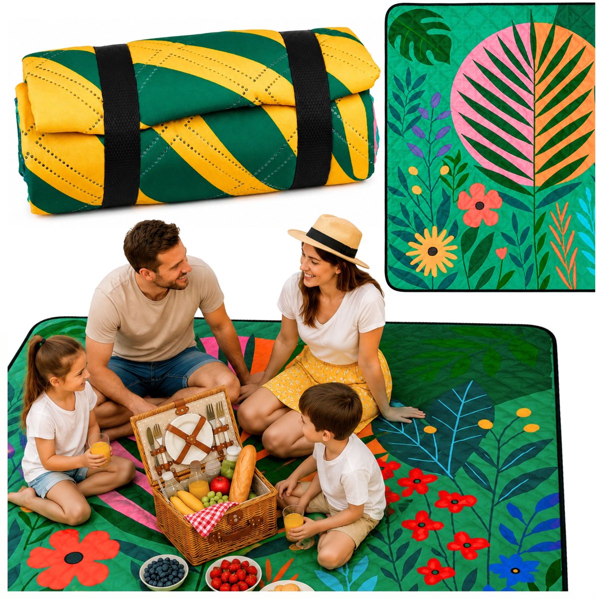 Picknickkleed Strandmat Reismat Planten Kleurrijk 100 X 150 Cm