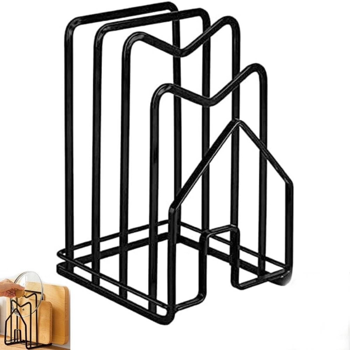 Keuken Organizer - Snijplank Houder - Keuken Opruimen - Ruimtebesparend Ontwerp - 14.5cm x 12.5cm - Zwart