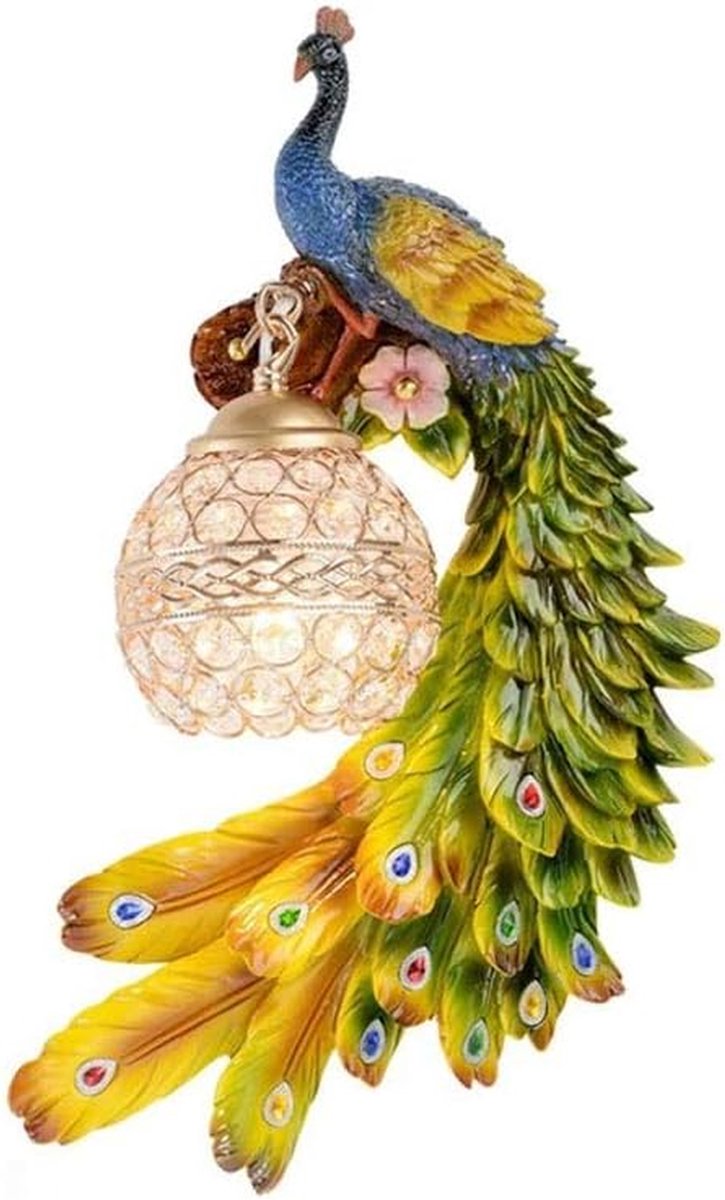 Wandlamp Pauw - Muurlamp Sfeerverlichting - Woonkamer Decoratie - Uniek Pauwenontwerp - 10-25m² Bestraling - Multicolor