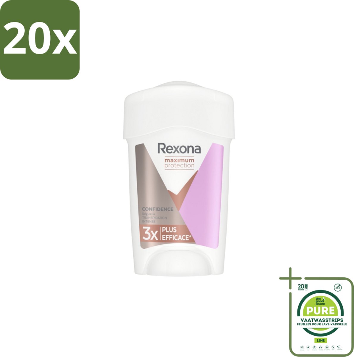 20 x Rexona Women - Deodorant Stick - Maximum Protection Confidence - Anti-transpirant - 45 ml - Grootverpakking - Anti-transpirant - Vrouwen - Bescherming - Zweet - Geur