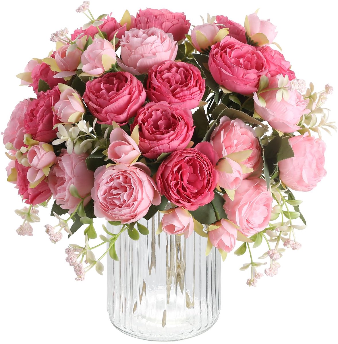 SnelShoppen - 8 Bossen Roze Pioen Kunstbloemen Zijde Bloemen Boeketten voor Bruiloft Party Tafel Centerpieces en Thuis Keuken Decor