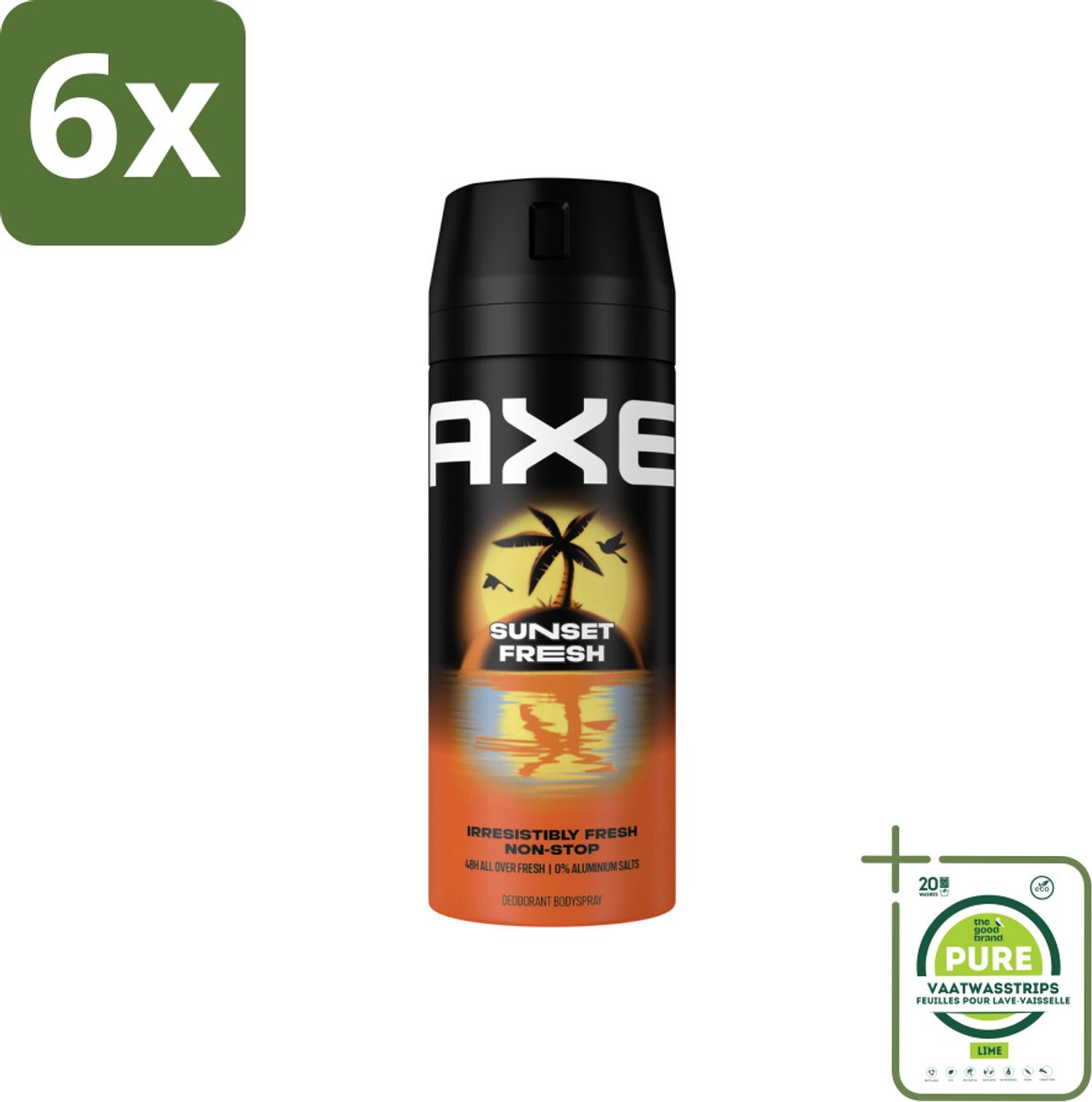 Axe – Deodorant – Sunset Fresh – 150 ml - Voordeelverpakking - 6 stuks - Frisheid - Lichaamsgeur
