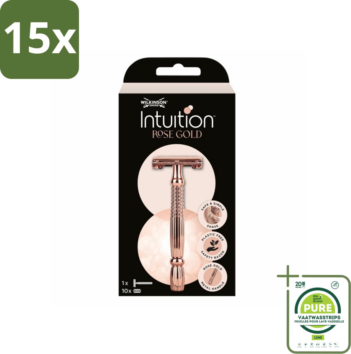 15 x Wilkinson Sword - Scheermes - Intuition Rose Gold - Luxe - 10 mesjes - Grootverpakking - Veiligheids Scheermes - Scheermes Dames - Scheermes Heren - Scheermes Rose Gold - Scheermes Wilkinson