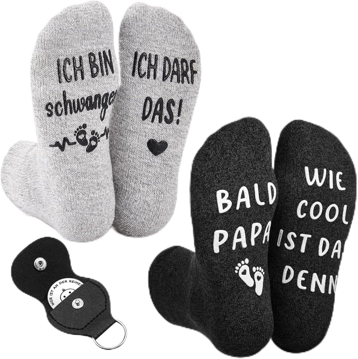 Grappige niet-slip sokken met beslissingsmunt voor nieuwe ouders - Leuk cadeau voor zwangere vrouwen en doopgeschenken (Grijs, Dikke Versie)