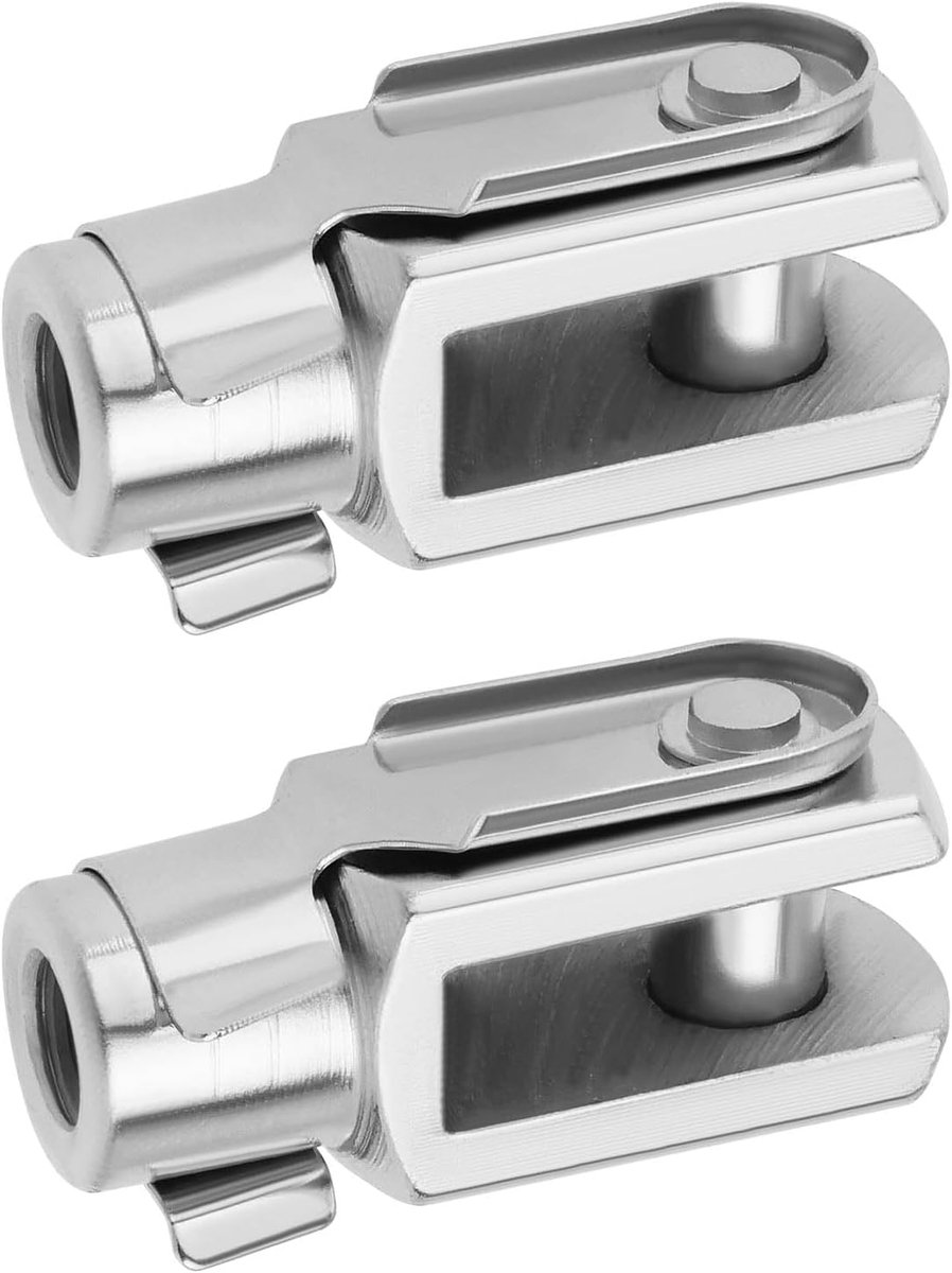 SnelShoppen - 2Pcs M8x1.25 Draad 42mm Lengte Luchtcilinder Stang Clevis Eind Clevis Haring Eind Yoke Verbinding met Veerpinnaat Staal Gegalvaniseerd Y